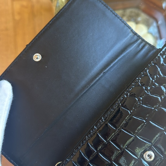 New York & Company Black Croc-Embossed Wallet with Silver Accents - Picture 9 of 10